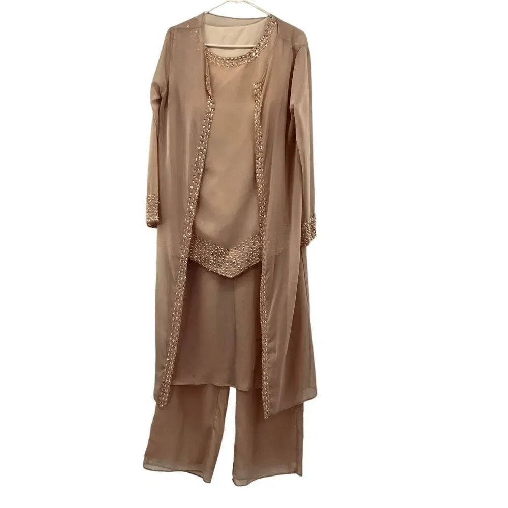 Vintage silky pants set with sheer cover / jacket